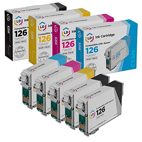  LD Products Brand Ink Cartridge Replacements for Epson 126 T126 High Yield (2 Black, 1 Cyan, 1 Magenta, 1 Yellow, 5-Pack)