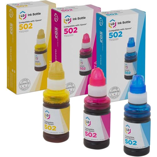  LD Products LD Compatible Ink Bottle Replacement for Epson 502 (Cyan, Magenta, Yellow, 3-Pack)