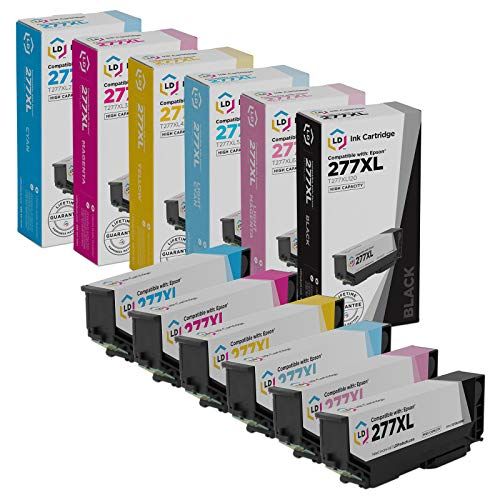  LD Products LDⓒ Remanufactured Epson T277XL / T277 / 277 Set of 6 HY Ink Cartridges (1 Black, 1 Cyan, 1 Magenta, 1 Yellow, 1 Lt. Cyan, 1 Lt. Magenta) for Expression XP-850, XP-860, XP-950 & XP