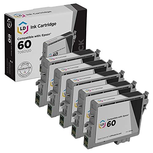  LD Products LD Remanufactured Ink Cartridge Replacements for Epson 60 T060120 (Black, 5-Pack)