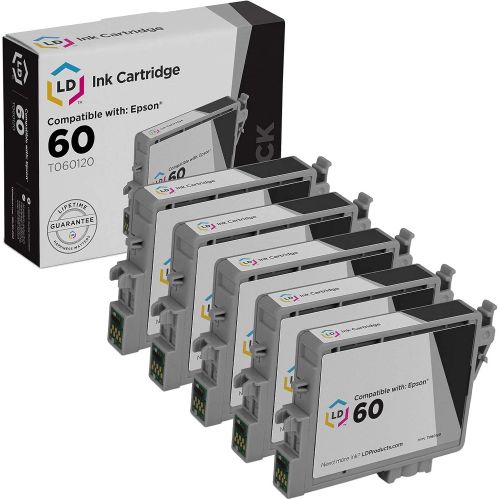  LD Products LD Remanufactured Ink Cartridge Replacements for Epson 60 T060120 (Black, 5-Pack)