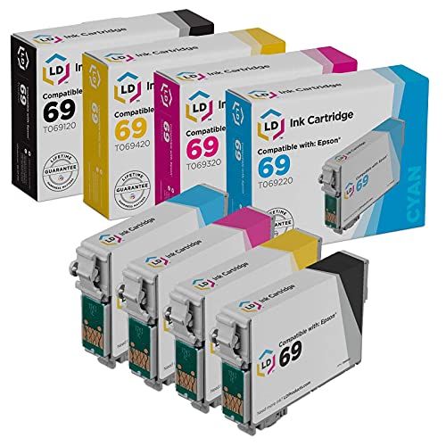  LD Products LD Remanufactured Ink Cartridge Replacement for Epson 69 (Black, Cyan, Magenta, Yellow, 4-Pack)