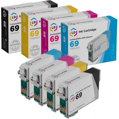  LD Products LD Remanufactured Ink Cartridge Replacement for Epson 69 (Black, Cyan, Magenta, Yellow, 4-Pack)