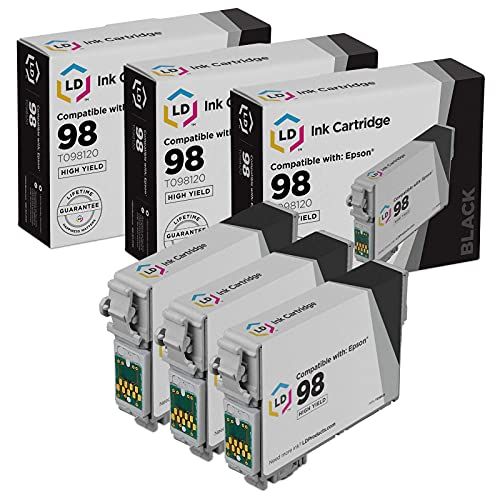  LD Products LD Remanufactured Ink Cartridge Replacements for Epson 98 T098120 High Yield (Black, 3-Pack)