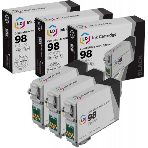  LD Products LD Remanufactured Ink Cartridge Replacements for Epson 98 T098120 High Yield (Black, 3-Pack)