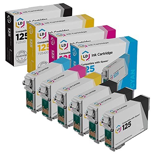  LD Products LD Remanufactured Ink Cartridge Replacement for Epson 125 (3 Black, 1 Cyan, 1 Magenta, 1 Yellow, 6-Pack)