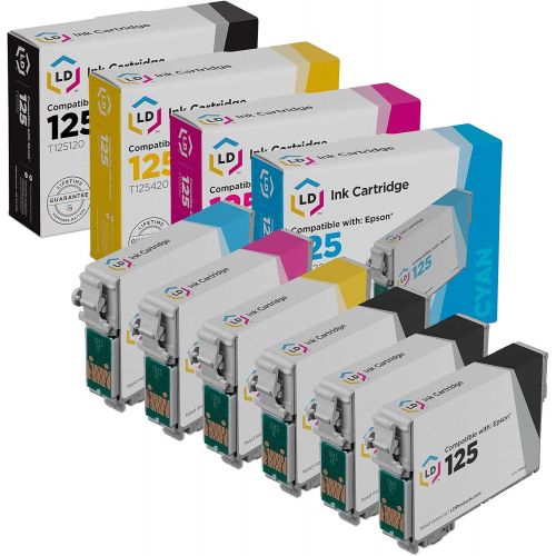  LD Products LD Remanufactured Ink Cartridge Replacement for Epson 125 (3 Black, 1 Cyan, 1 Magenta, 1 Yellow, 6-Pack)