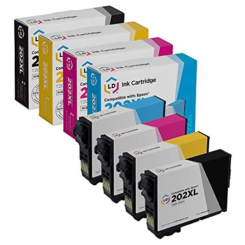  LD Products Remanufactured Ink Cartridge Replacements for Epson 202XL High Yield (Black, Cyan, Magenta, Yellow, 4-Pack) for use in Expression XP-5100, WorkForce WF-2860