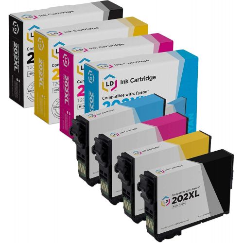  LD Products Remanufactured Ink Cartridge Replacements for Epson 202XL High Yield (Black, Cyan, Magenta, Yellow, 4-Pack) for use in Expression XP-5100, WorkForce WF-2860