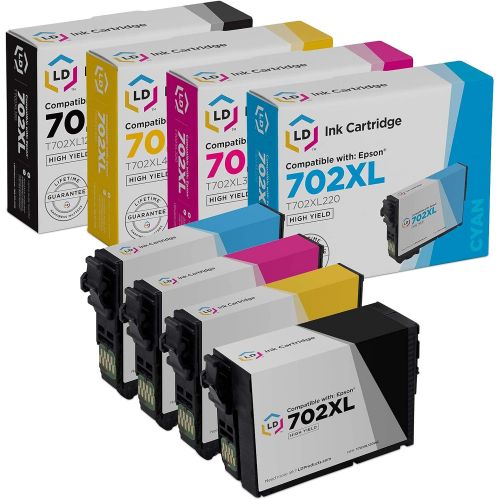  LD Products LD Remanufactured Ink Cartridge Replacements for Epson 702XL High Yield (Black, Cyan, Magenta, Yellow, 4-Pack)