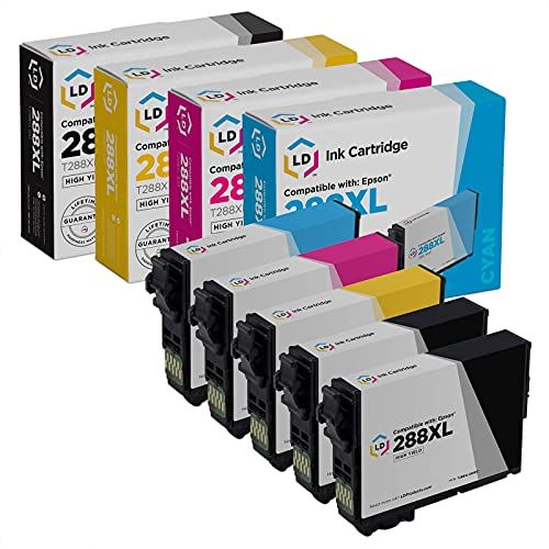  LD Products LD Remanufactured Ink Cartridge Replacements for Epson 288XL High Yield (2 Black, 1 Cyan, 1 Magenta, 1 Yellow, 5-Pack)