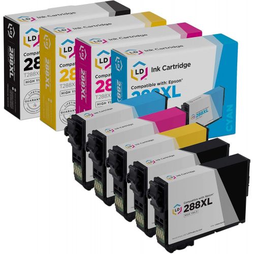  LD Products LD Remanufactured Ink Cartridge Replacements for Epson 288XL High Yield (2 Black, 1 Cyan, 1 Magenta, 1 Yellow, 5-Pack)