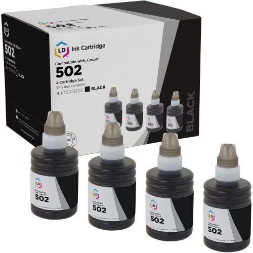  LD Products LD Compatible Ink Bottle Replacement for Epson 502 T502120-S (Black, 4-Pack)