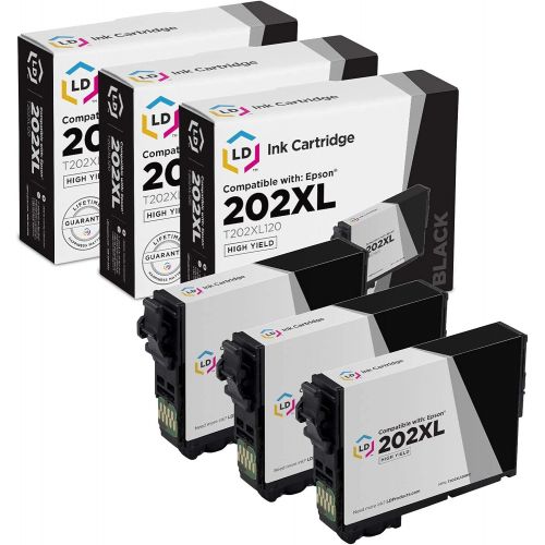  LD Products LD Remanufactured Ink Cartridge Replacements for Epson 202XL T202XL120-S High Yield (Black, 3-Pack)