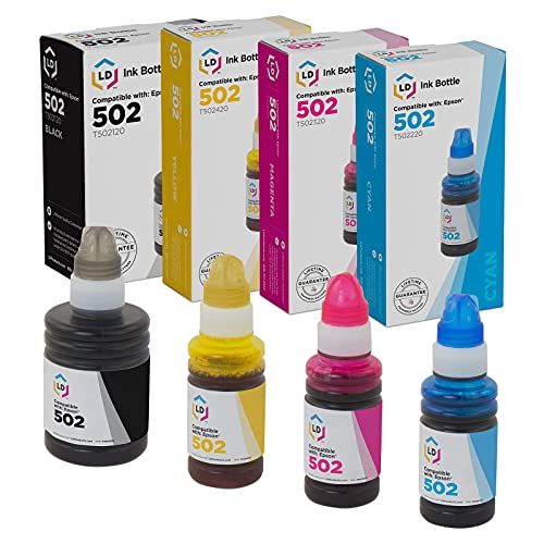  LD Products LD Compatible Ink-Bottle Replacement for Epson 502 (Black, Cyan, Magenta, Yellow, 4-Pack)