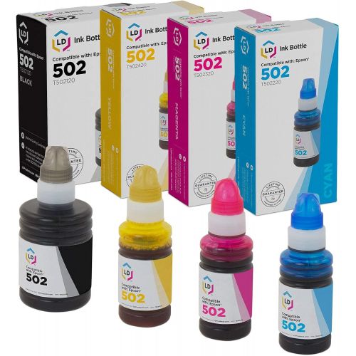  LD Products LD Compatible Ink-Bottle Replacement for Epson 502 (Black, Cyan, Magenta, Yellow, 4-Pack)