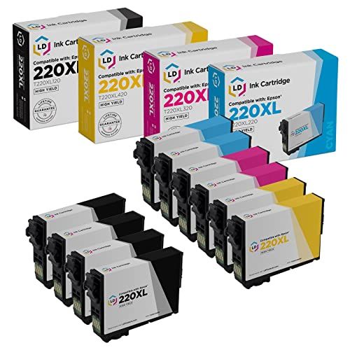  LD Products LD Remanufactured Ink Cartridge Replacements for Epson 220XL High Yield (4 Black, 2 Cyan, 2 Magenta, 2 Yellow, 10-Pack)