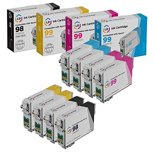  LD Products LD Remanufactured Ink Cartridge Replacements for Epson 98 & Epson 99 (2 Black, 2 Cyan, 2 Magenta, 2 Yellow, 8-Pack)