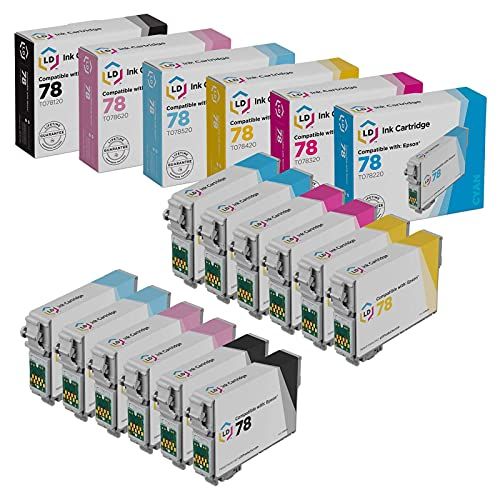  LD Products LD Remanufactured Ink Cartridge Replacement for Epson 78 (2 Black, 2 Cyan, 2 Magenta, 2 Yellow, 2 Light Cyan, 2 Light Magenta, 12-Pack)