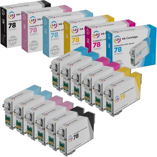  LD Products LD Remanufactured Ink Cartridge Replacement for Epson 78 (2 Black, 2 Cyan, 2 Magenta, 2 Yellow, 2 Light Cyan, 2 Light Magenta, 12-Pack)