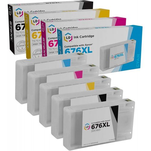  LD Products LD Remanufactured Ink Cartridge Replacements for Epson 676XL High Yield (2 Black, 1 Cyan, 1 Magenta, 1 Yellow, 5-Pack)