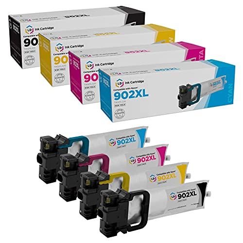  LD Products LD Remanufactured Ink Cartridge Replacements for Epson 902XL High Capacity (Black, Cyan, Magenta, Yellow, 4-Pack)
