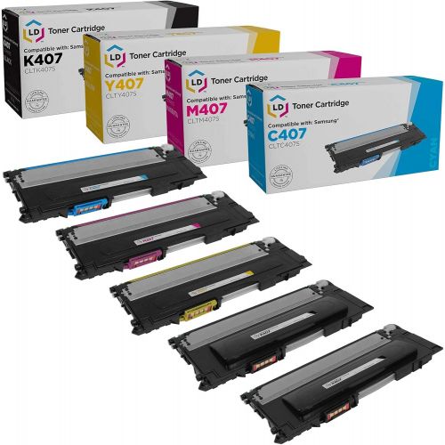  LD Products LD Compatible Toner Cartridge Replacement for Samsung CLT 407S (2 Black, 1 Cyan, 1 Magenta, 1 Yellow, 5-Pack)