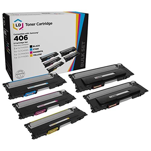  LD Products LD Compatible Toner Cartridge Replacements for Samsung CLT-406S Series (2 Black, 1 Cyan, 1 Magenta, 1 Yellow, 5-Pack)