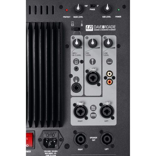  LD Systems DAVE 8 ROADIE 2.1 Portable 1400W PA System with 3-Channel Mixer