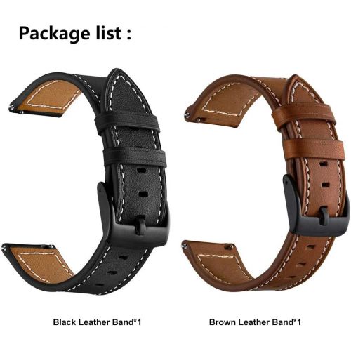  [아마존베스트]LDFAS Compatible for Fossil 22mm Band, (2 Pack) Leather Strap with Black Buckle Compatible for Fossil Gen 5 Carlyle/Julianna/Garrett HR, Q Explorist, Gen 5E 44mm, Sport 43mm, Smart