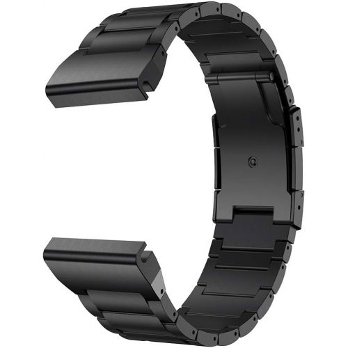  [아마존베스트]LDFAS Fenix 6X/5X Plus Band, 26mm Titanium Metal Quick Release Easy Fit Watch Strap with Double Button Clasp Compatible for Garmin Fenix 6X/6X Pro/5X/5X Plus/3/3HR Smartwatch, Blac