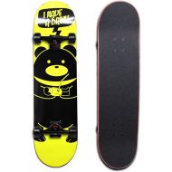 LDGGG Skateboards Complete Skateboard 31 Inch Cruiser Skateboard Beginner Boys and Girls Maple Wood Skateboard (Drink Bear)