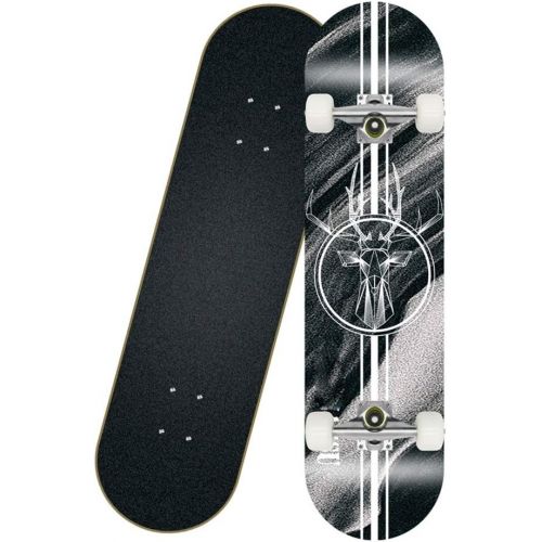  LDGGG Skateboards Beginner Skateboarding Complete Skateboard Adult Skateboard 31 Inches Gray Deer Head