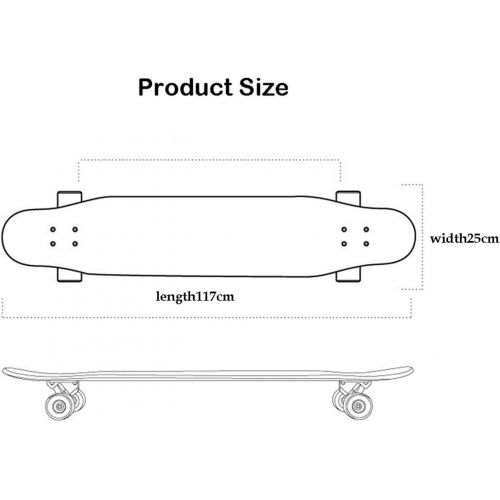  LDGGG Skateboards Complete Skateboard 46-inch Vertical Longboard Skateboard Cruiser, Trend Style