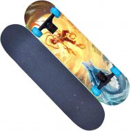 LDGGG Skateboards Children Complete Skateboard Cruiser 7 Layers Maple Double Kick Concave Skateboard (Fire Doll 32