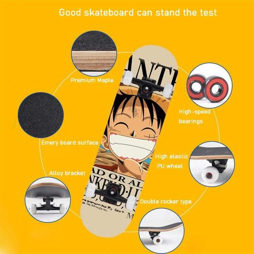  LDGGG Skateboards Complete Skateboard 31.4 Inches, Maple One Piece Series Skateboard, Boys Girls Youth Children Skateboard, Fire Punch