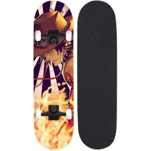  LDGGG Skateboards Complete Skateboard 31.4 Inches, Maple One Piece Series Skateboard, Boys Girls Youth Children Skateboard, Fire Punch