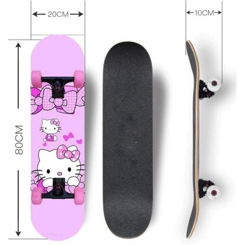  LDGGG Skateboards 31 X 8 Complete Skateboard 7 Layer Maple Wood Double Kick Skateboards for Adults and Childrens Tricks Skateboard (Katie 9)