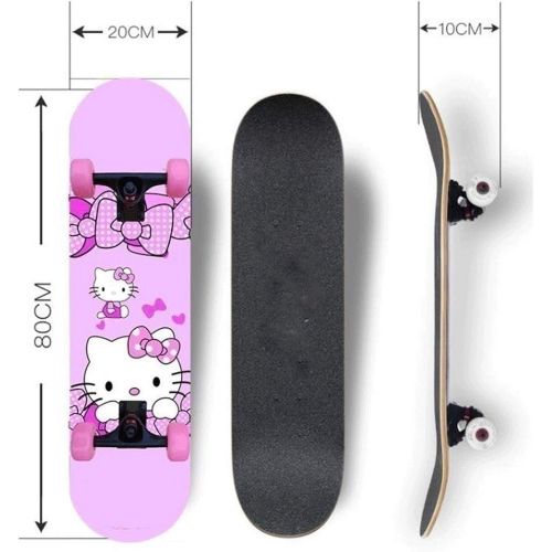  LDGGG Skateboards 31 X 8 Complete Skateboard 7 Layer Maple Wood Double Kick Skateboards for Adults and Childrens Tricks Skateboard (Katie 11)