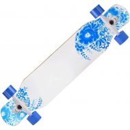 LDGGG Skateboards Complete Skateboard 46-inch Vertical Longboard Skateboard Cruiser, Blue Lotus