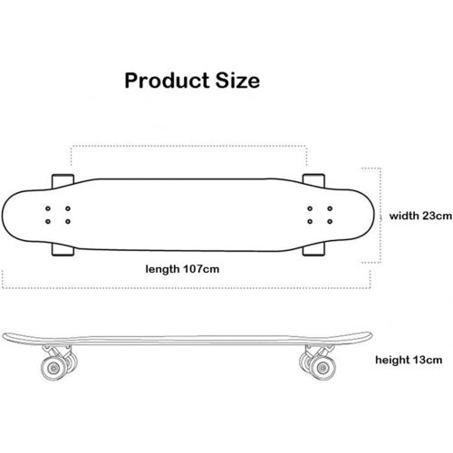  LDGGG Skateboard Complete Skateboard 42-inch Seven-Layer Maple Wood Long Skateboard Beginner Adult Skateboard（Athletic Girl 21）