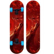 LDGGG Skateboards Children Complete Skateboard Cruiser 7 Layers Maple Double Kick Concave Skateboard (Fire Doll 17