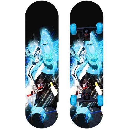  LDGGG Skateboards 31-inch Beginner Kids Flash Wheel Skateboard Complete Skateboard Kamen Rider 1