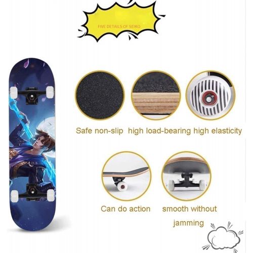  LDGGG Skateboards Complete Skateboard 31-inch Beginner Skateboard for Kids and Adults (Kings Club 14)
