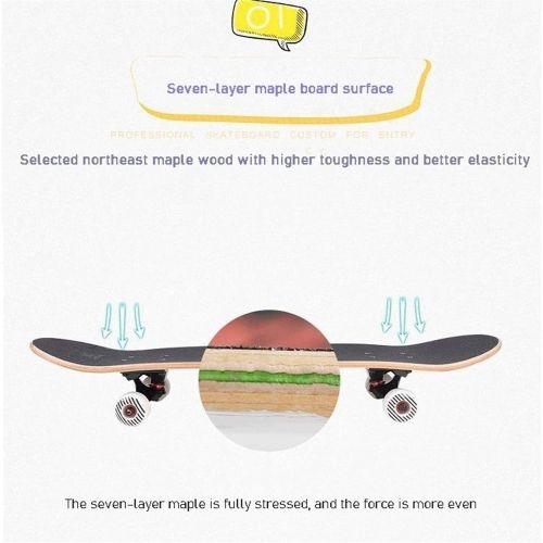  LDGGG Skateboards for Beginners 31 Inch Complete Skateboard for Kids Teens & Adults 7 Layer Maple Double Kick Deck Cruiser Skateboard (Miiku 5)