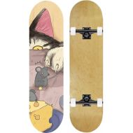 LDGGG Skateboards Complete Skateboard for Adult Youth Kid and Beginner - 31 Double Kick Concave Street Skateboard 7 Layer Maple Deck (Cat and Mouse 2)