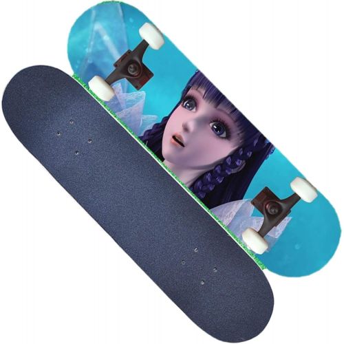  LDGGG Skateboards Four-Wheel Skateboarding Children Boys and Girls Skateboarding Beginners Teenagers Professional Double Tilt Skateboard （Ice Princess 3）