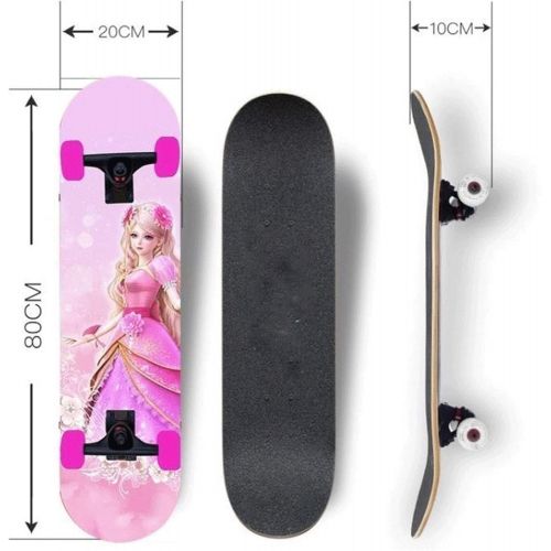  LDGGG Skateboards Four-Wheel Skateboarding Children Boys and Girls Skateboarding Beginners Teenagers Professional Double Tilt Skateboard （Ice Princess 6）