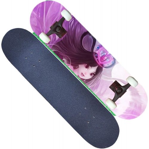  LDGGG Skateboards Four-Wheel Skateboarding Children Boys and Girls Skateboarding Beginners Teenagers Professional Double Tilt Skateboard （Ice Princess 6）