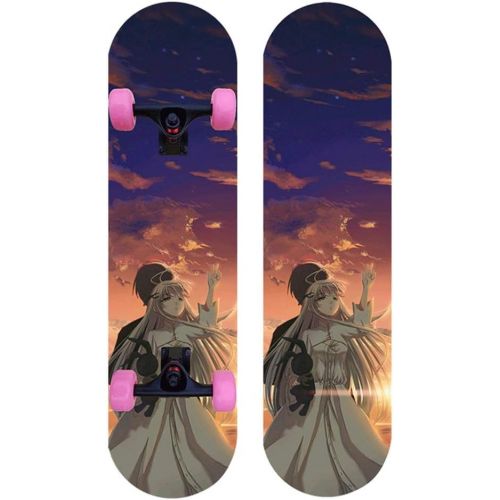  LDGGG Skateboards 31-inch Beginner Kids Flash Wheel Skateboard Complete Skateboard Butterfly Fairy 27